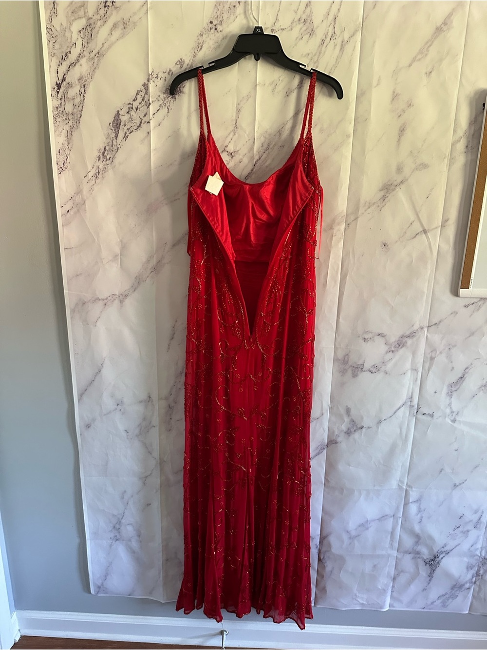 VINTAGE 1999 ALYCE DESIGNS BEADED FORMAL DRESS RED WOMENS MEDIUM GREAT CONDITION - Picture 7 of 16